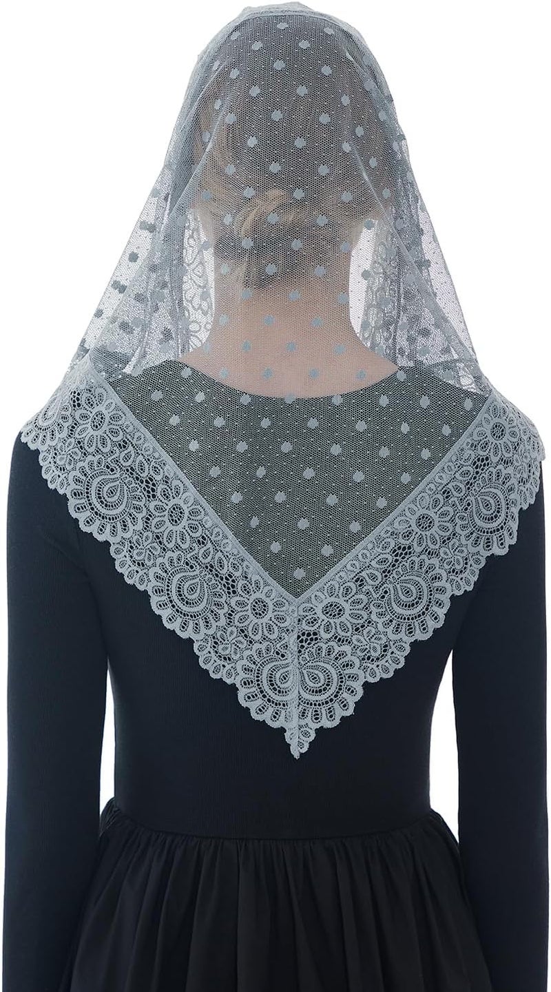 Wgior Triangle Vintage Inspired Lace Chapel Veils Catholic Mass Head Covering Scarf Mantilla Veils for Church - Image 5